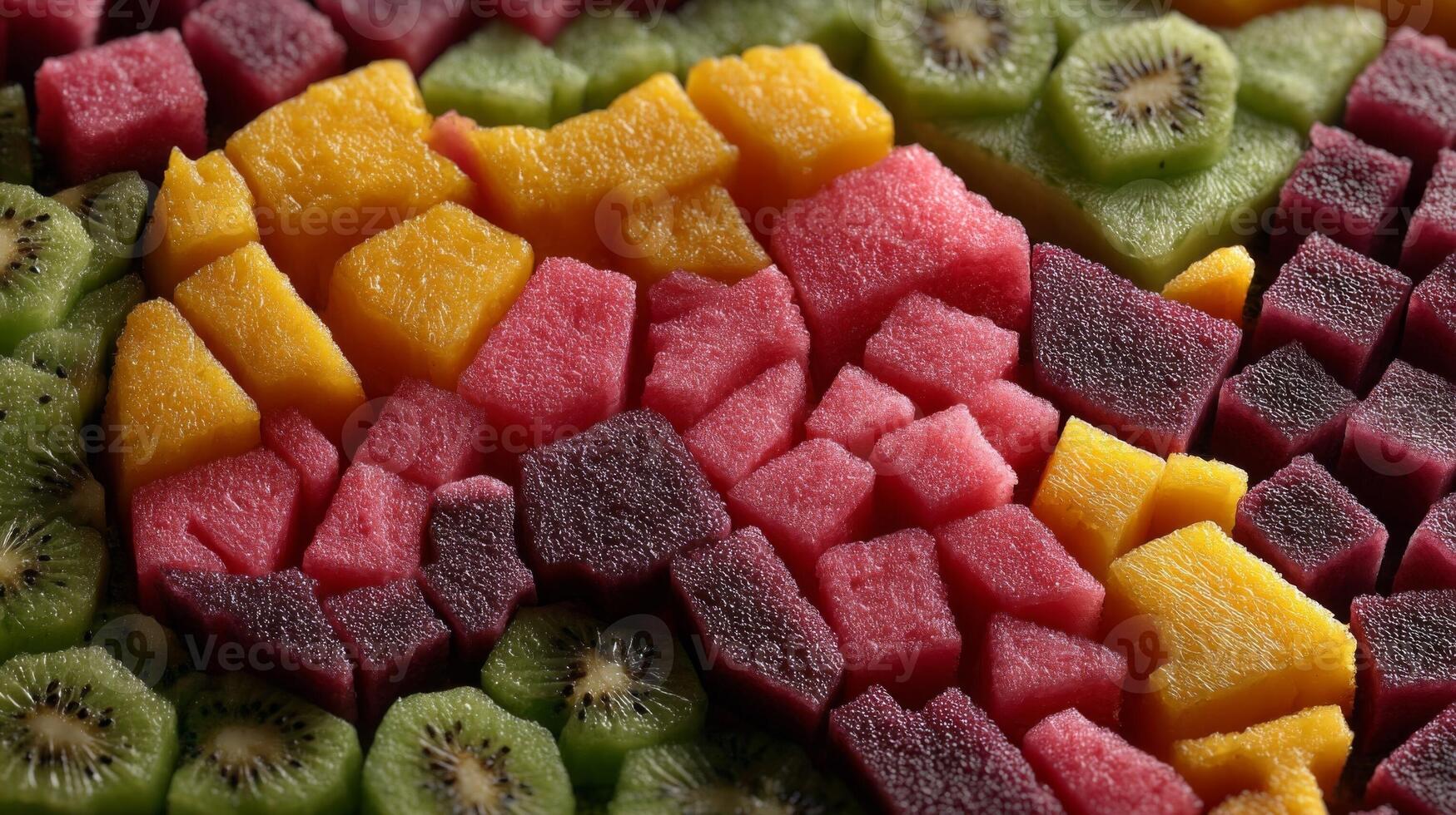 Colorful Diced Fruits Abstract Pattern Background photo