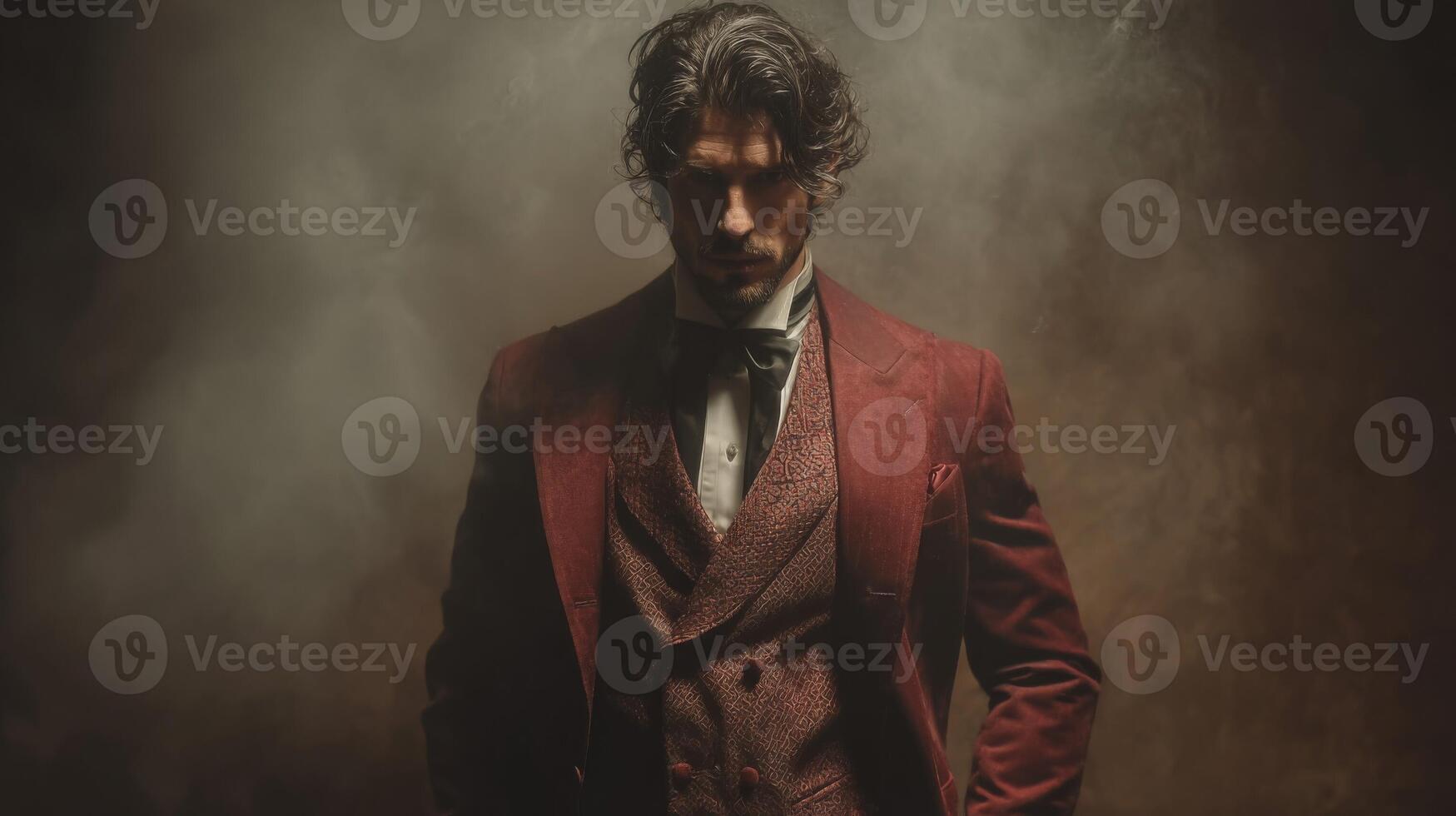Portrait of a Man in a Red Velvet Suit photo