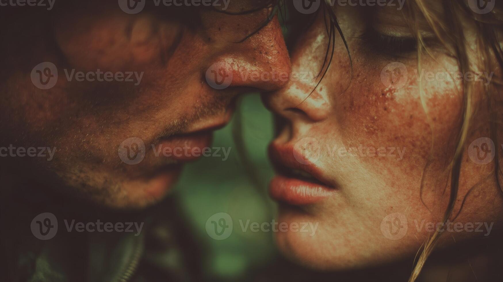 Close-Up Portrait of a Couple Kissing Passionately photo