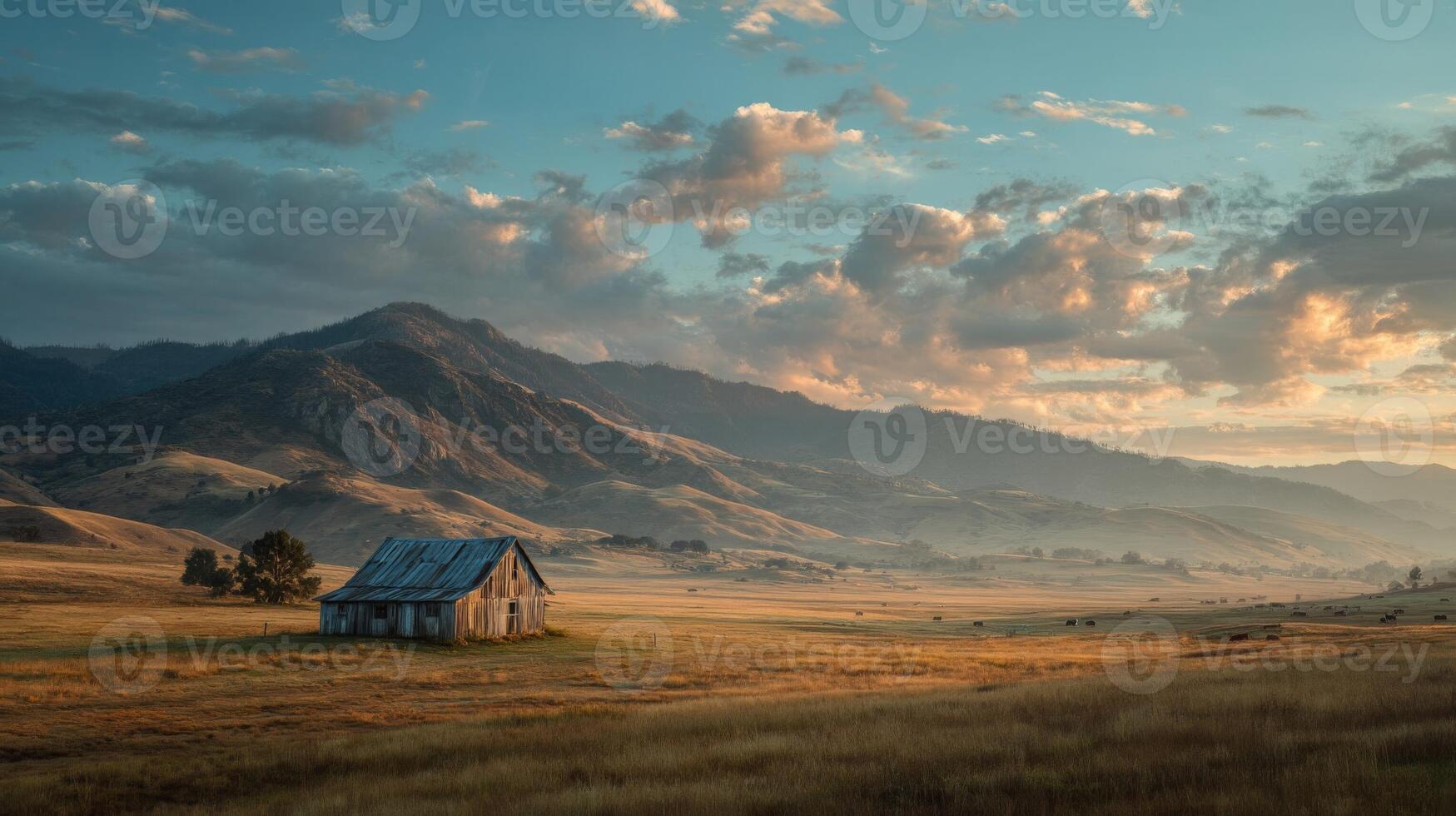 Rustic Barn in a Golden Hour Landscape photo