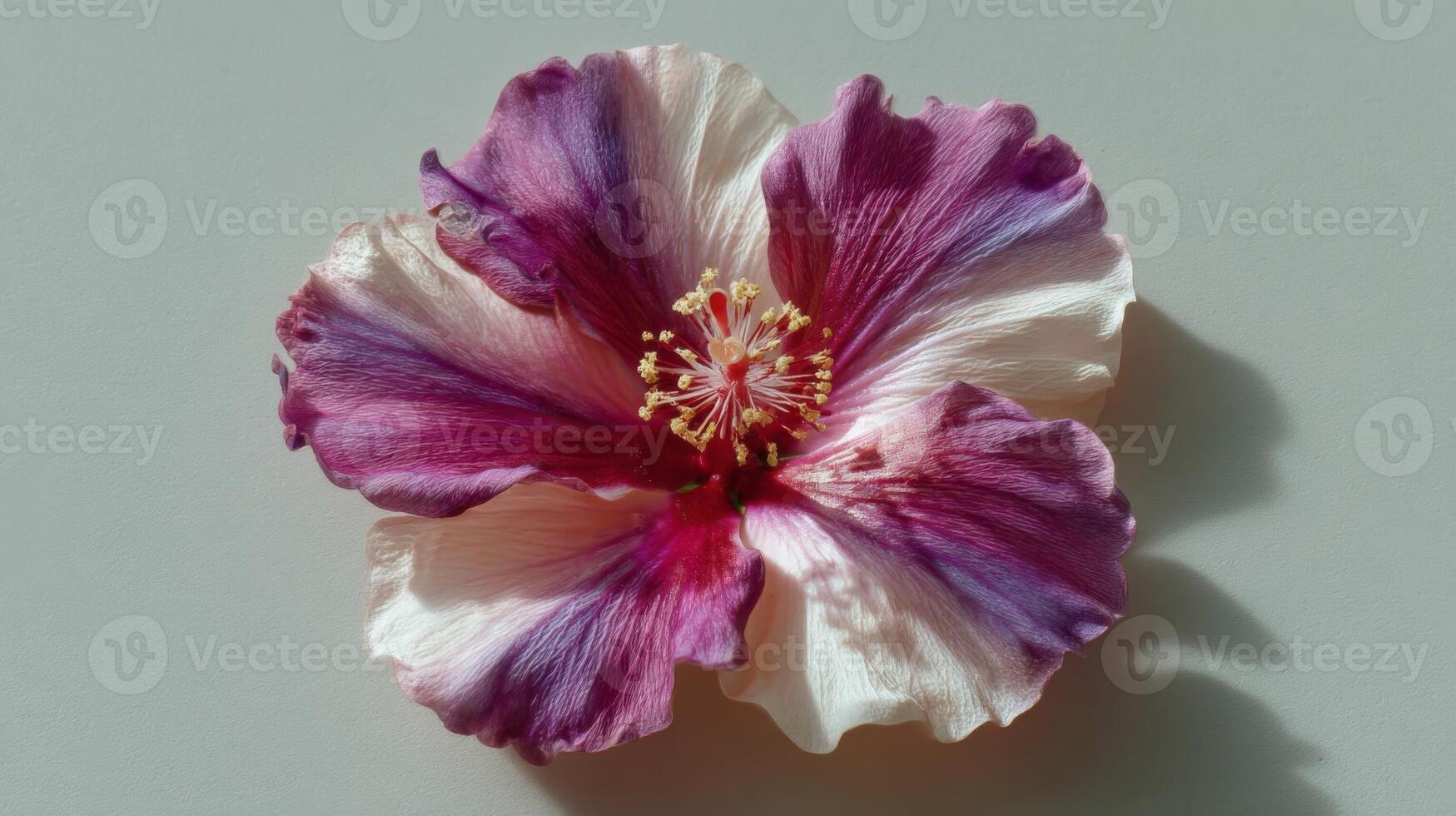 Close Up Purple Pink White Hibiscus Flower photo
