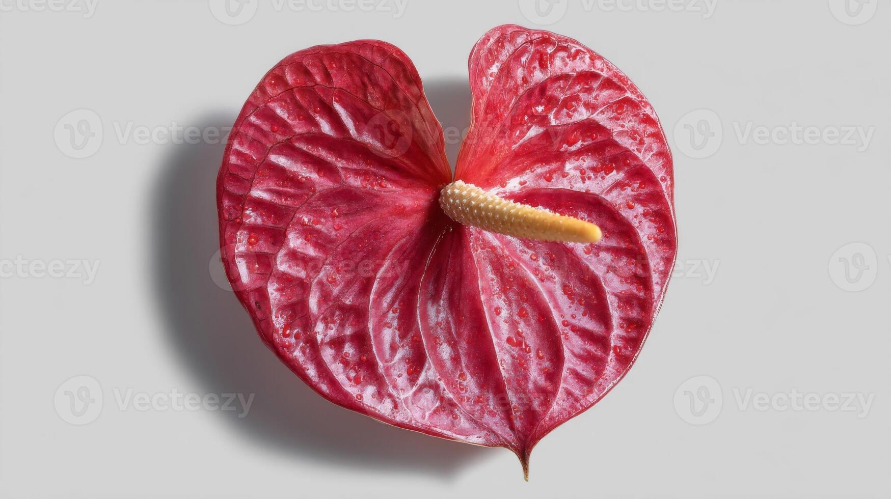 Red Anthurium Flower Closeup on White Background photo
