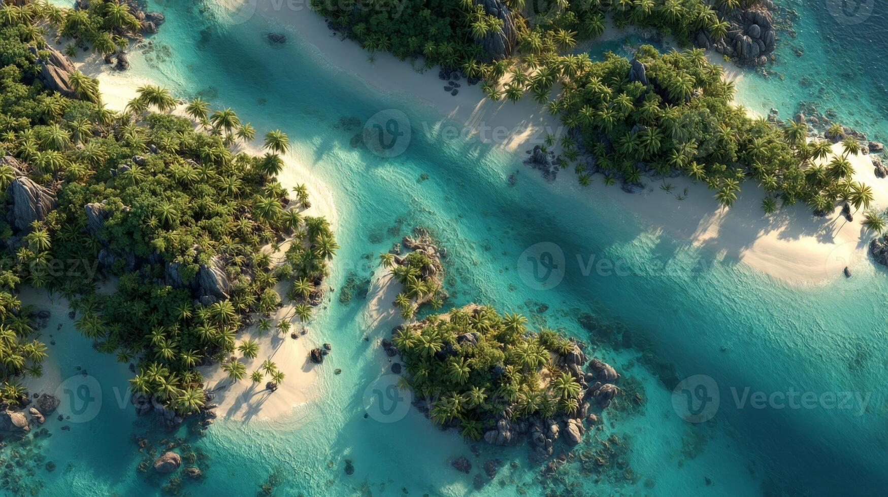 Aerial View of Tropical Island with Turquoise Water photo