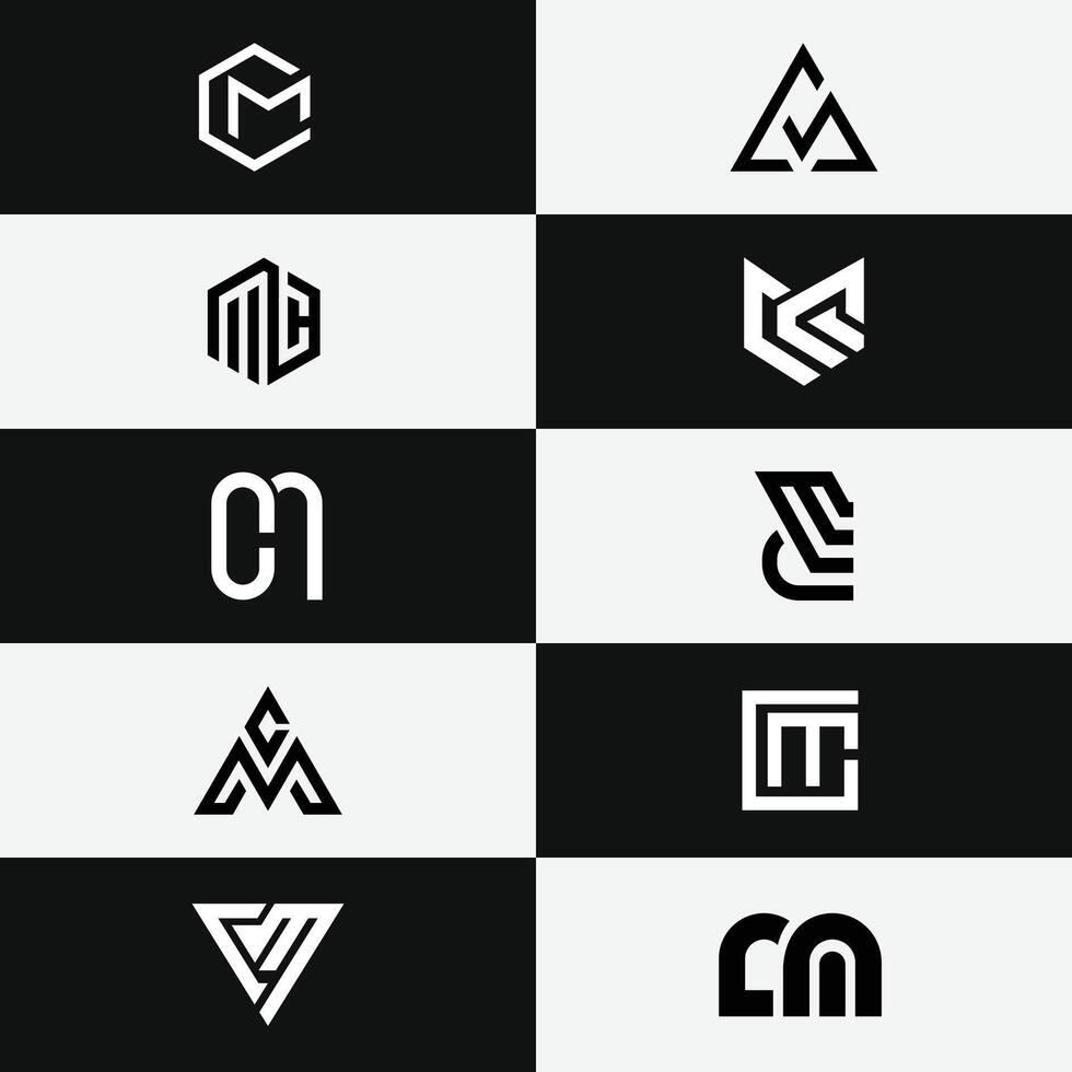 letter Cm or Mc abstract unique simple logo set vector