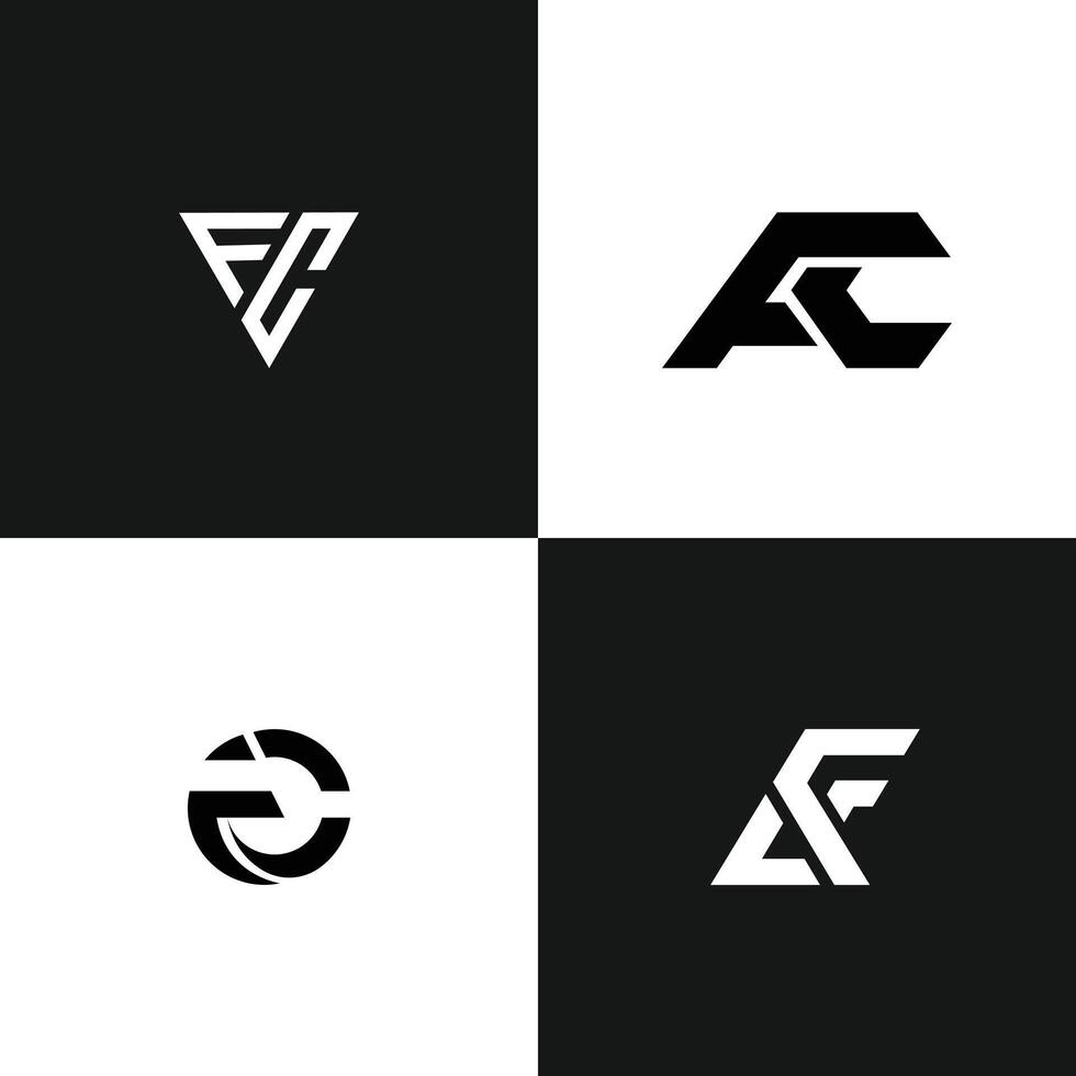 letter Cf or Fc initial abstract monogram unique logo set vector