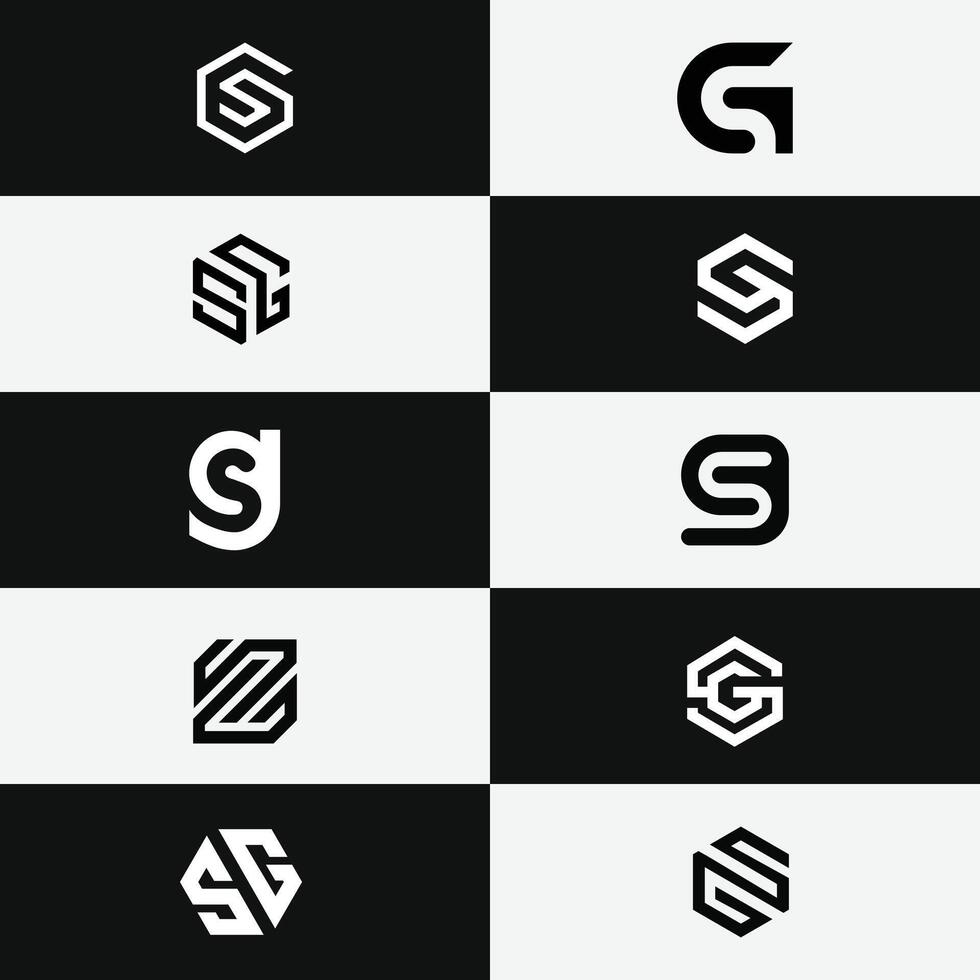 letter Gs or Sg new initial abstract logo set vector