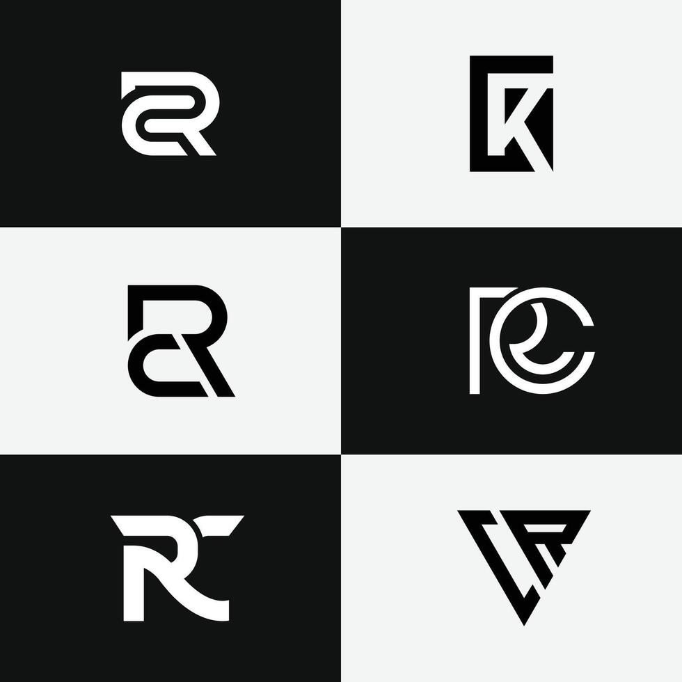 letter Cr or Rc initial abstract monogram logo set vector