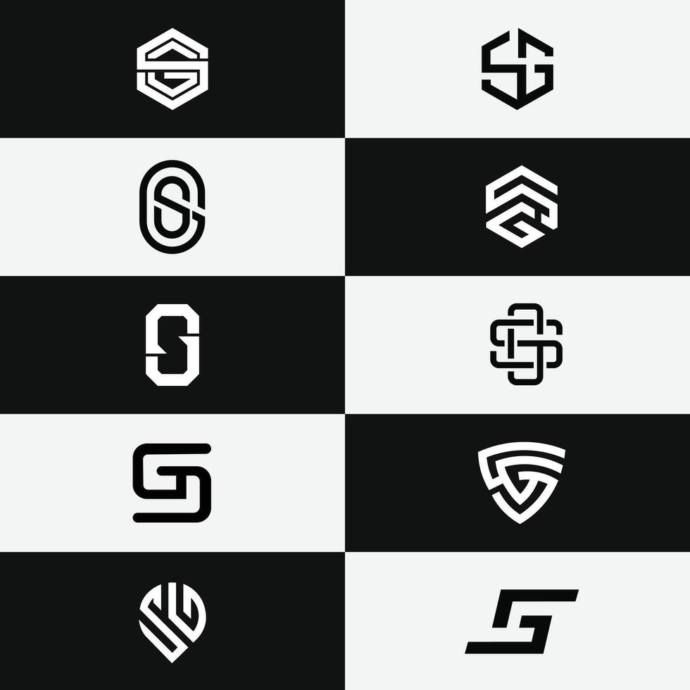 letter Gs or Sg initial monogram geometric logo set vector