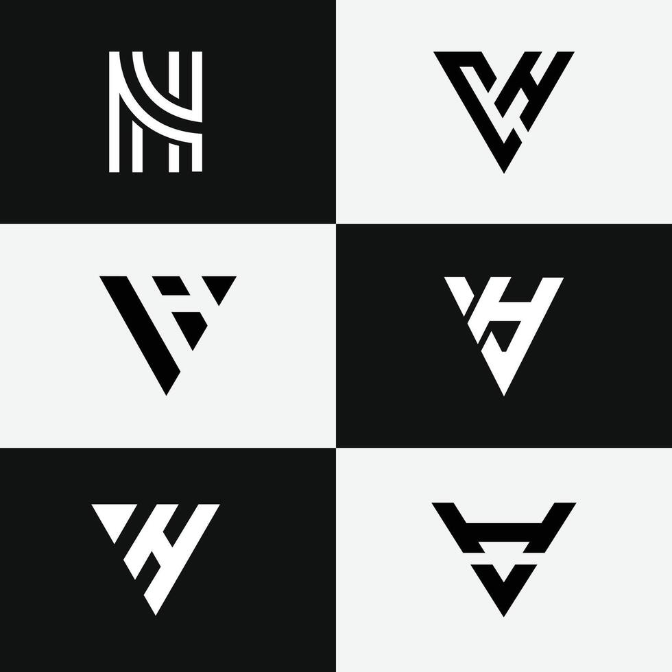 letter Hv or Vh triangle shape monogram initial logo vector