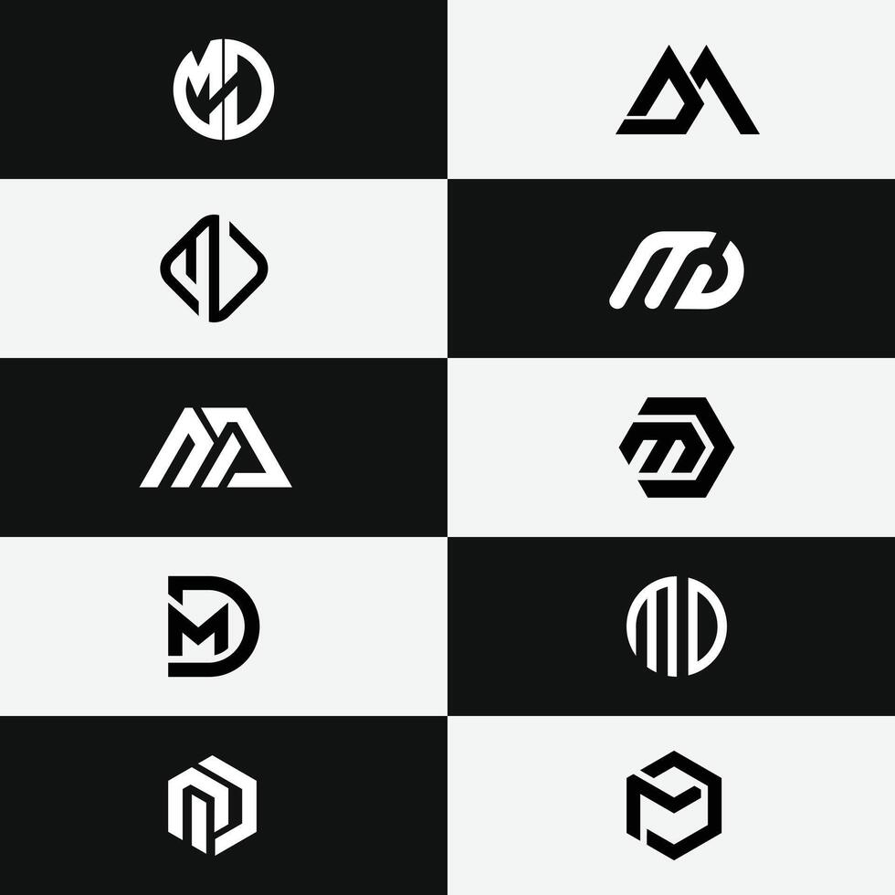 letter Md or Dm initial abstract unique alphabet logo set vector