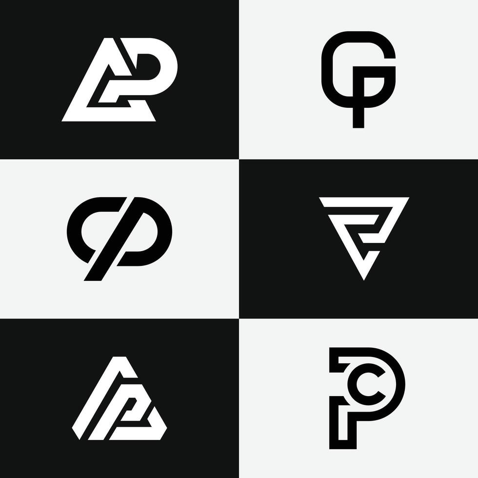 letter Cp or Pc initial monogram abstract logo vector
