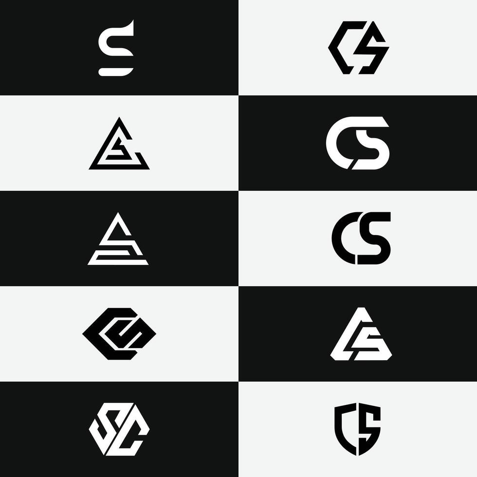 letter Cs or Sc initial alphabet monogram logo set vector