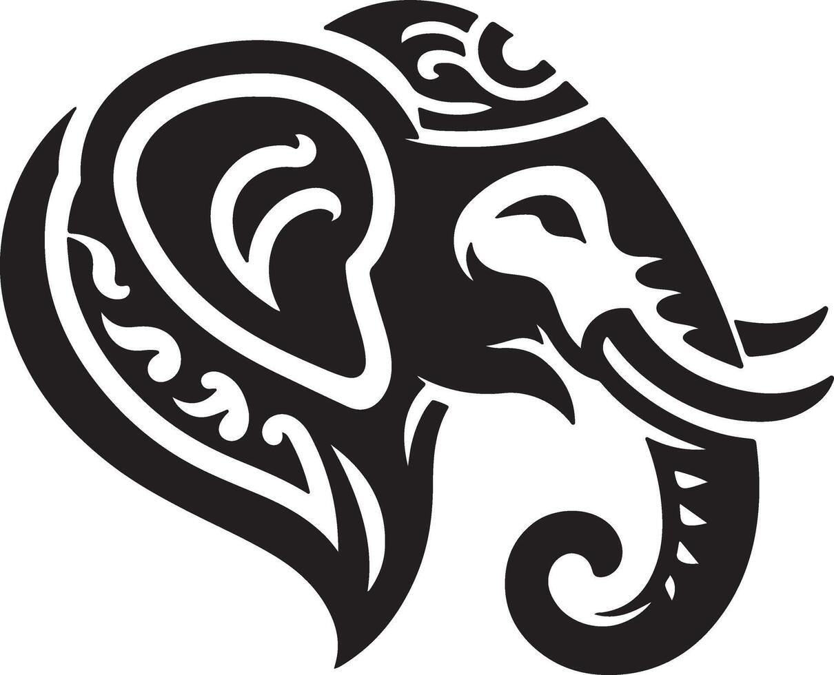 An elephant head with a tribal design vector