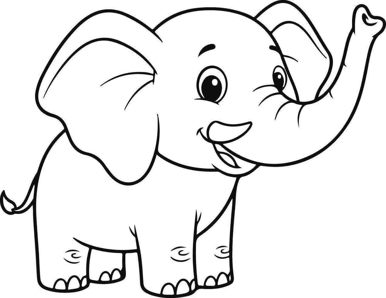 An elephant coloring page for kids vector