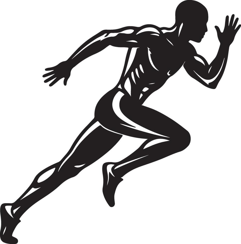 A silhouette of a man running in a black and white design vector