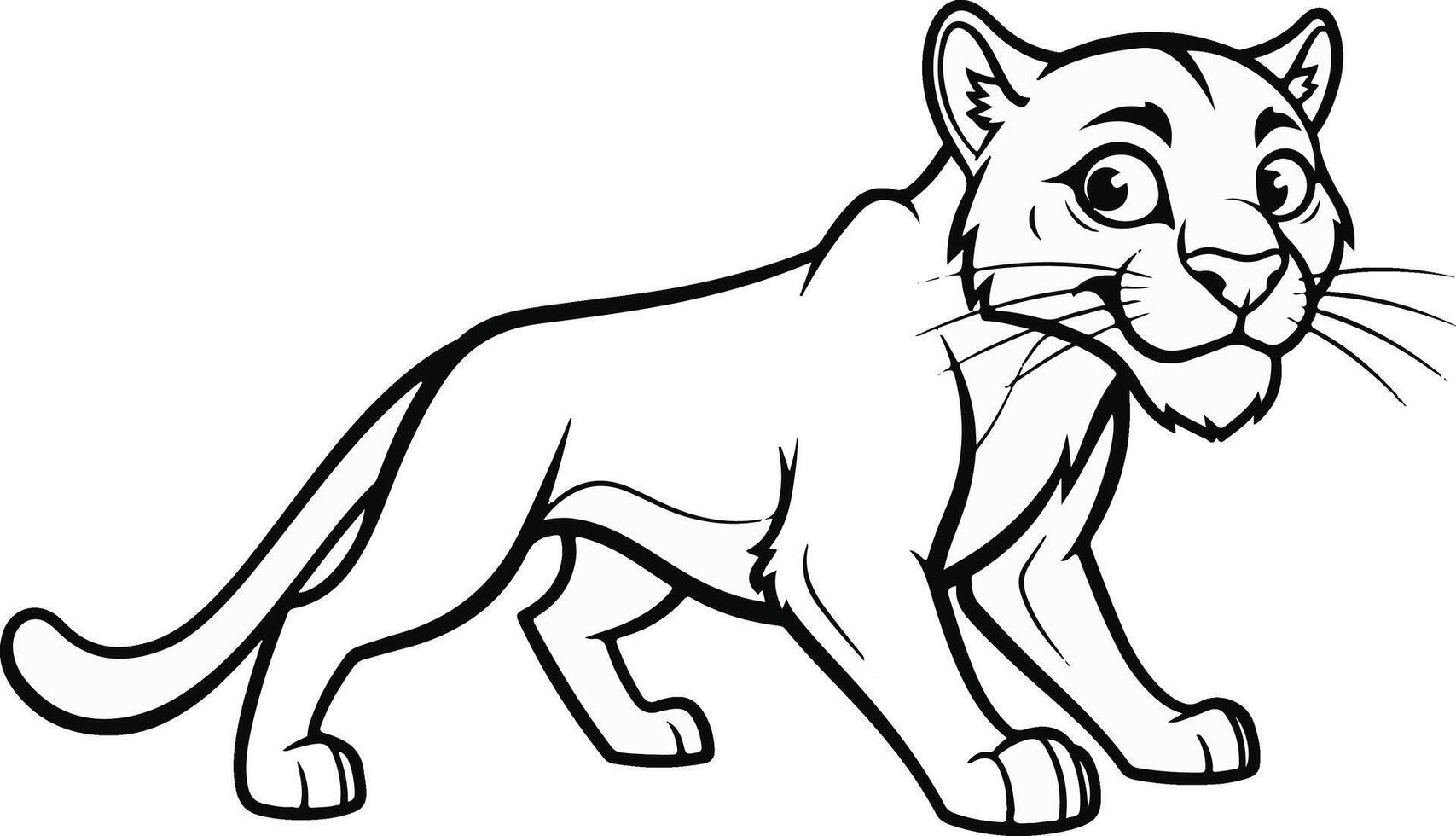 A cartoon lion walking on the ground coloring pages vector