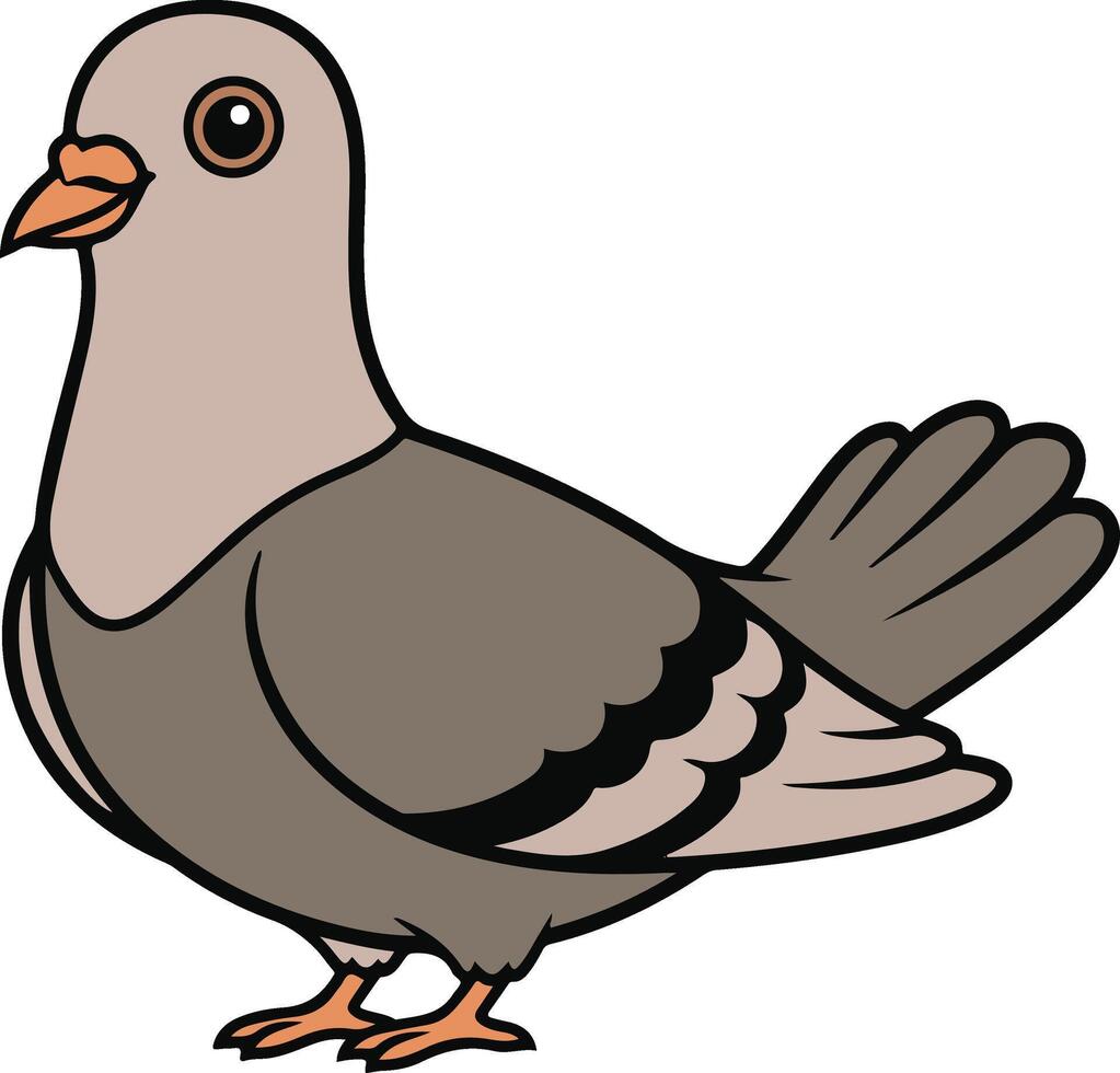 A cartoon pigeon with a black beak and brown feathers vector