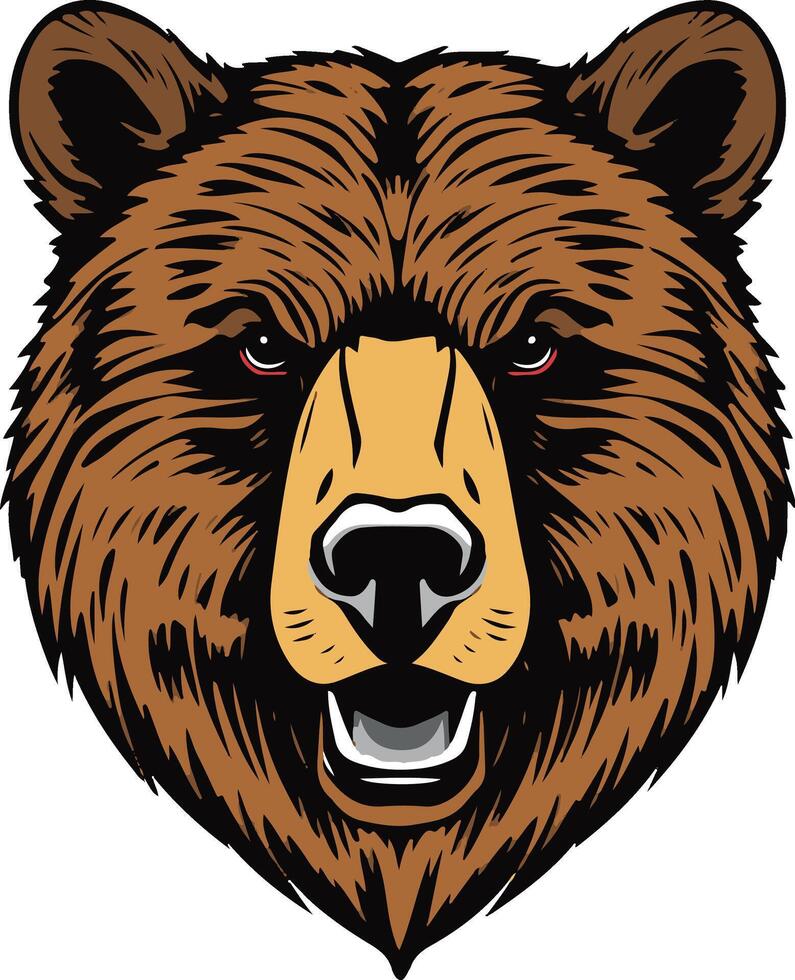 A bear head with a big mouth and a big nose vector