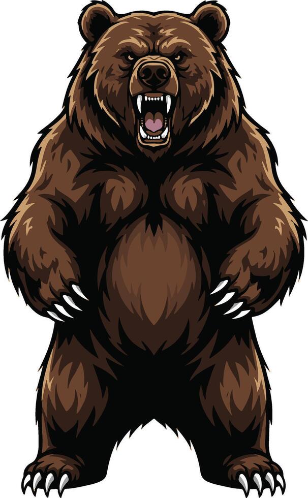A cartoon bear with its mouth open and its claws out vector