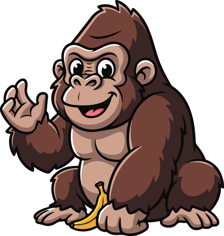 A cartoon gorilla holding a banana vector