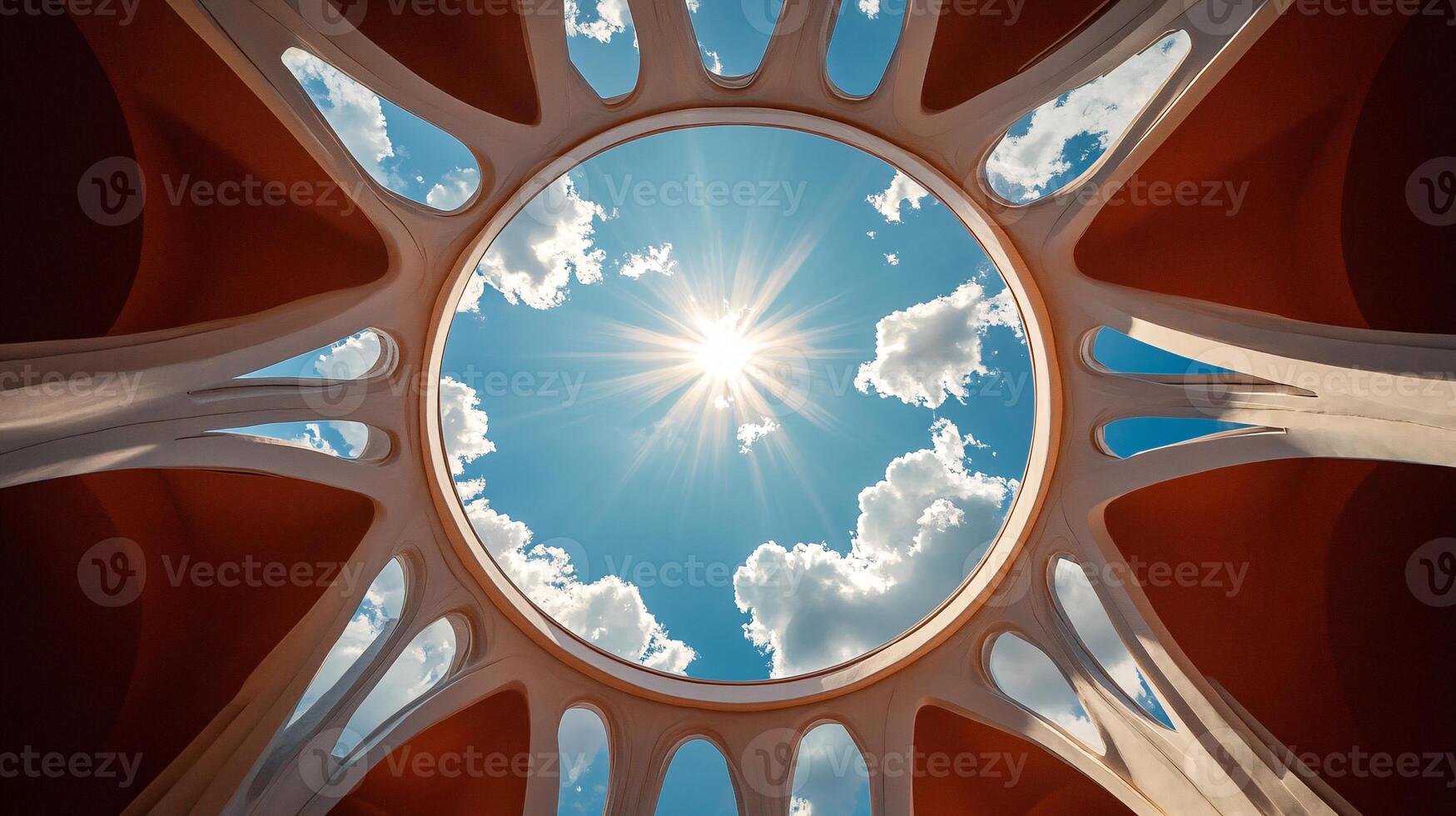 Sunlit Clouds Casting Shadows Inside An Architectural Dome photo