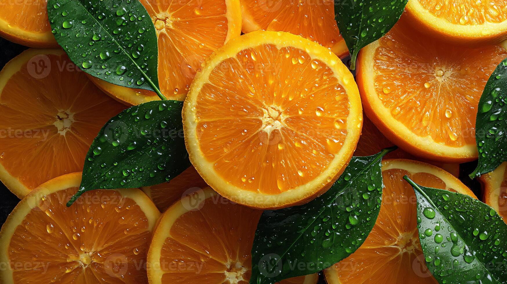 Freshly Cut Circular Orange Slices Arranged Harmoniously on a Clean Background photo