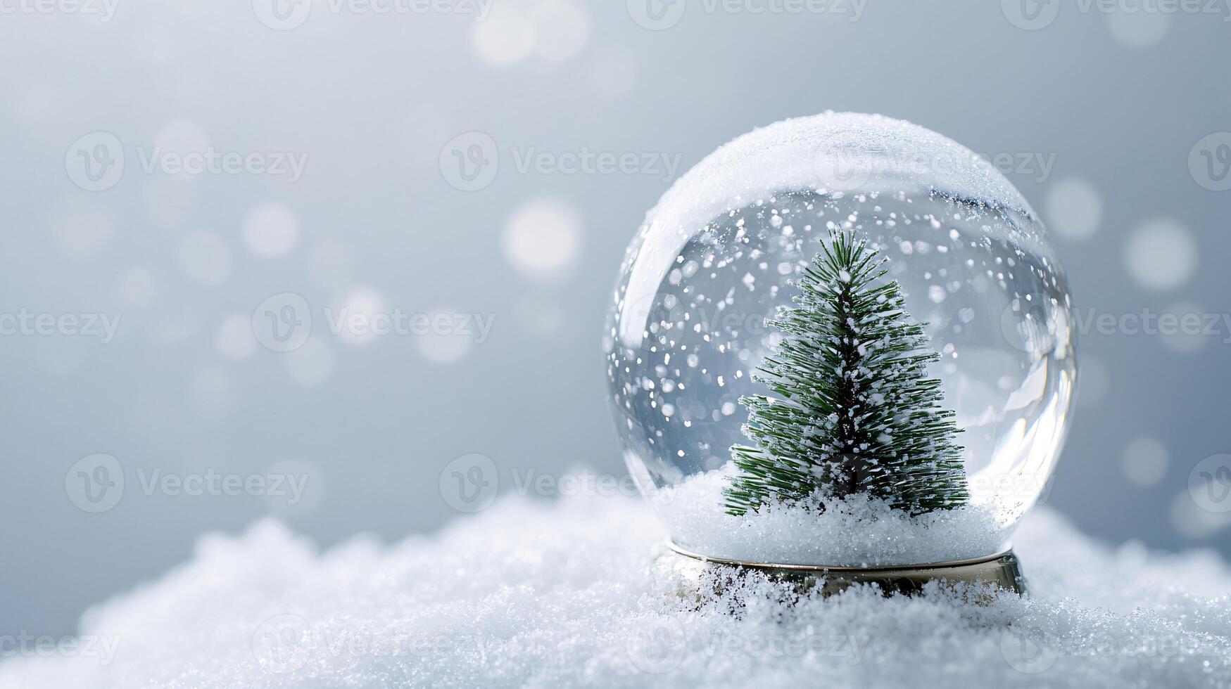 Enchanting Holiday Snow Globe with Tiny Pine Tree Inside photo