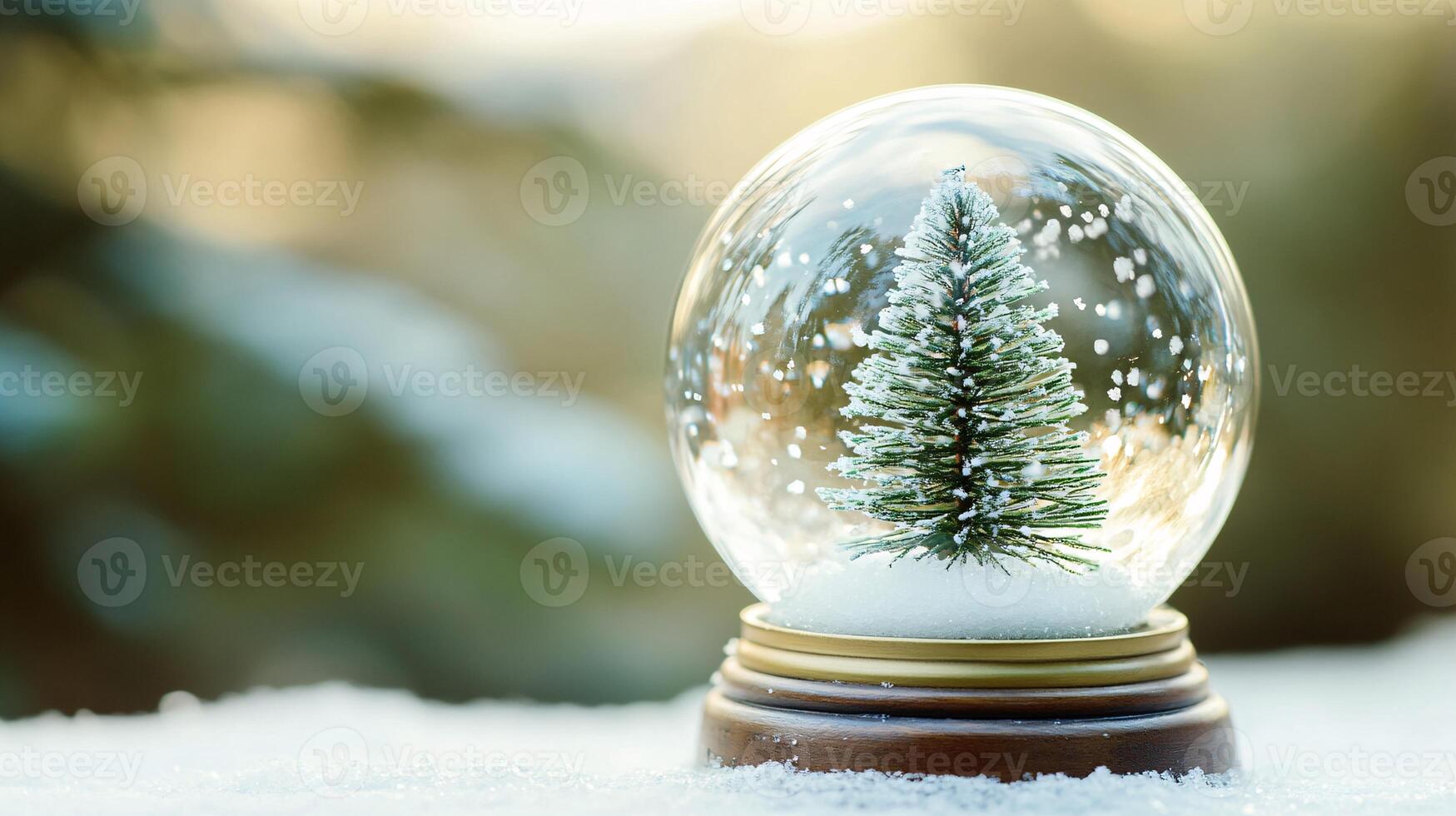 Pristine Snow Globe Featuring a Delicate Miniature Pine Tree Scene photo