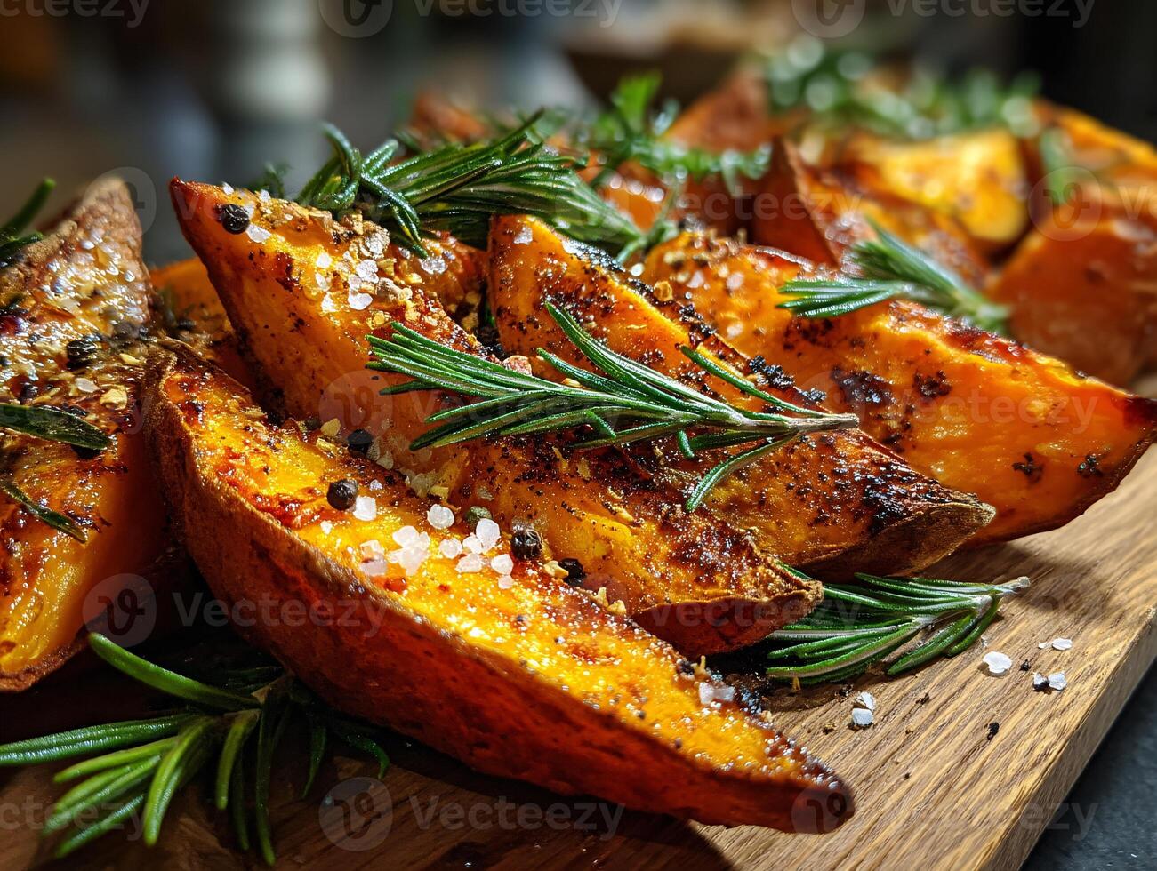 Roasted Sweet Potato Wedges with Fresh Rosemary and Cracked Pepper photo