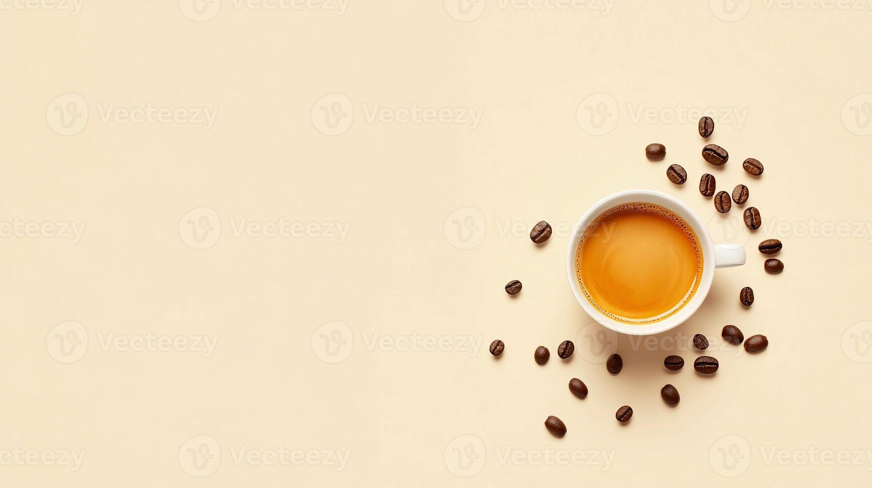 A Cozy Flat Lay Arrangement Featuring a Warm Cup of Coffee photo