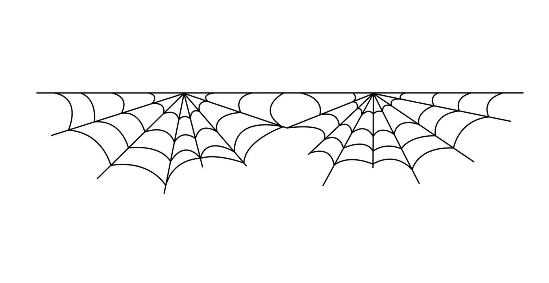 Spider web simple hand drawn outline illustration of doodle fancy Halloween scary decor element, cobweb clipart perfect for Halloween party design, cartoon spooky character vector