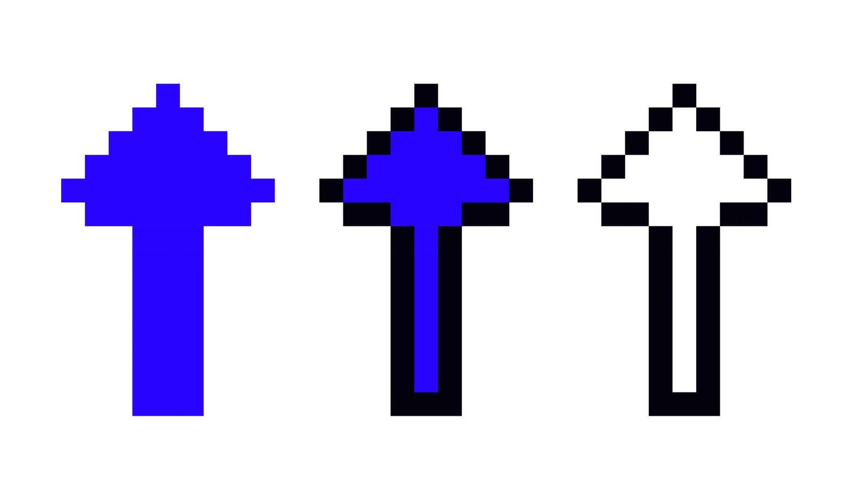Arrow pixel art simple hand drawn minimalist illustration with cute 8-bit old-fashioned style objects for retro computer game design vector