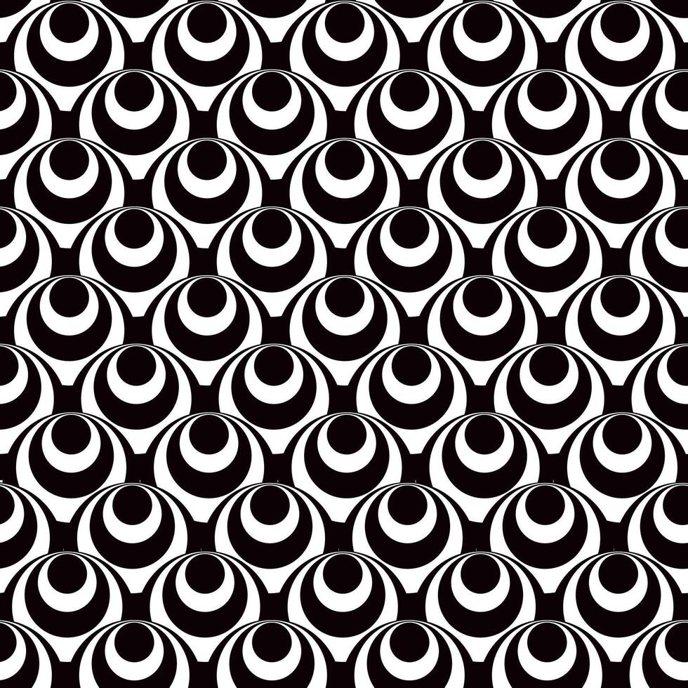 Abstract multiple black and white circles lined horizontally seamless pattern, minimalist simple hand drawn illustration, decorative monochrome texture, repeat ornament for textile, gift paper vector