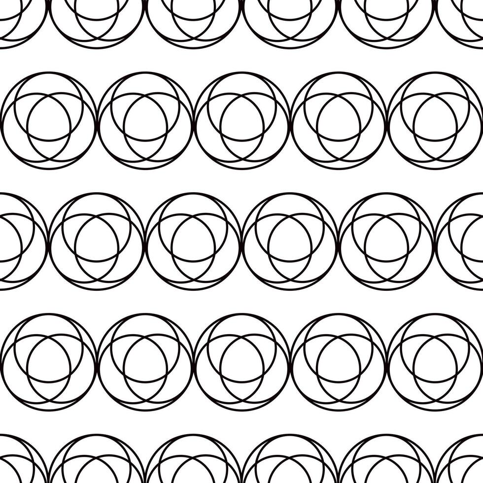Abstract multiple outline circle form lined horizontally seamless pattern, minimalist simple hand drawn illustration, decorative monochrome texture, repeat ornament for textile, gift paper vector