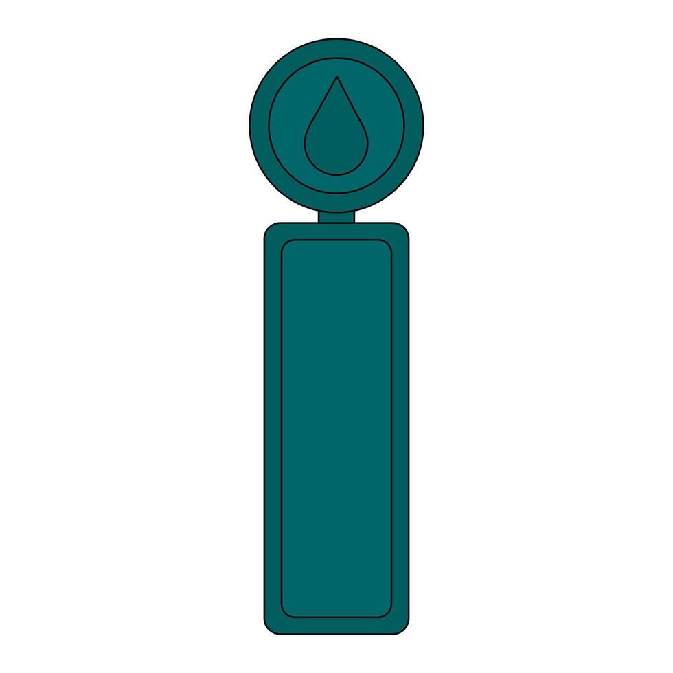 Disposable turquoise lancet with a protective cap featuring a blood drop symbol. Used for finger pricking to obtain blood for glucose testing. Concept of diabetes mellitus, chronic illness, healthcare vector