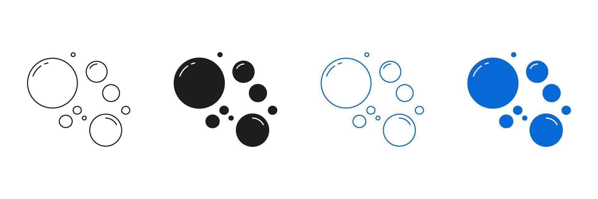 Bubble Circle Line And Solid Icon Set. Air, Water Bubble Symbol Collection. Isolated Illustration vector