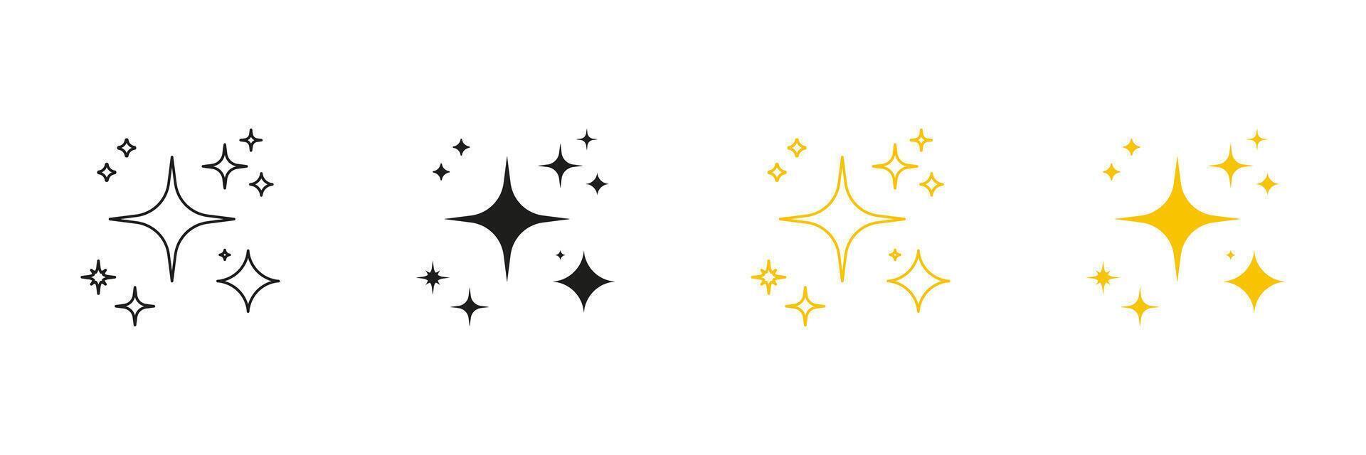 Star And Sparkle Line And Solid Icon Set. Brightness And Twinkle Symbol Collection. Isolated Illustration vector