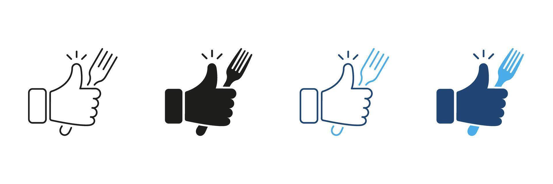 Thumbs Up With Fork Icon Representing Approval Of Healthy Food And Dining. Positive Feedback On Meals. Culinary And Wellness. Isolated Illustration vector