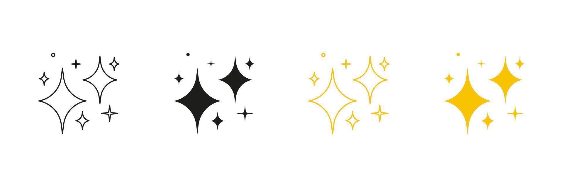 Sparkle And Star Line And Solid Icon Set. Shimmer And Shine Symbol Collection. Isolated Illustration vector