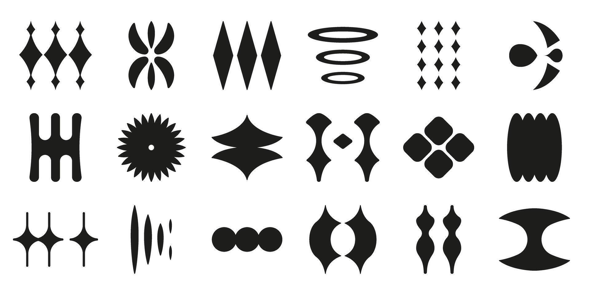 Abstract Geometric Shape Solid Icon Set. Modern Design Elements And Decorative Patterns Silhouette Symbol Collection. Creative And Artistic Illustration. Isolated Illustration vector