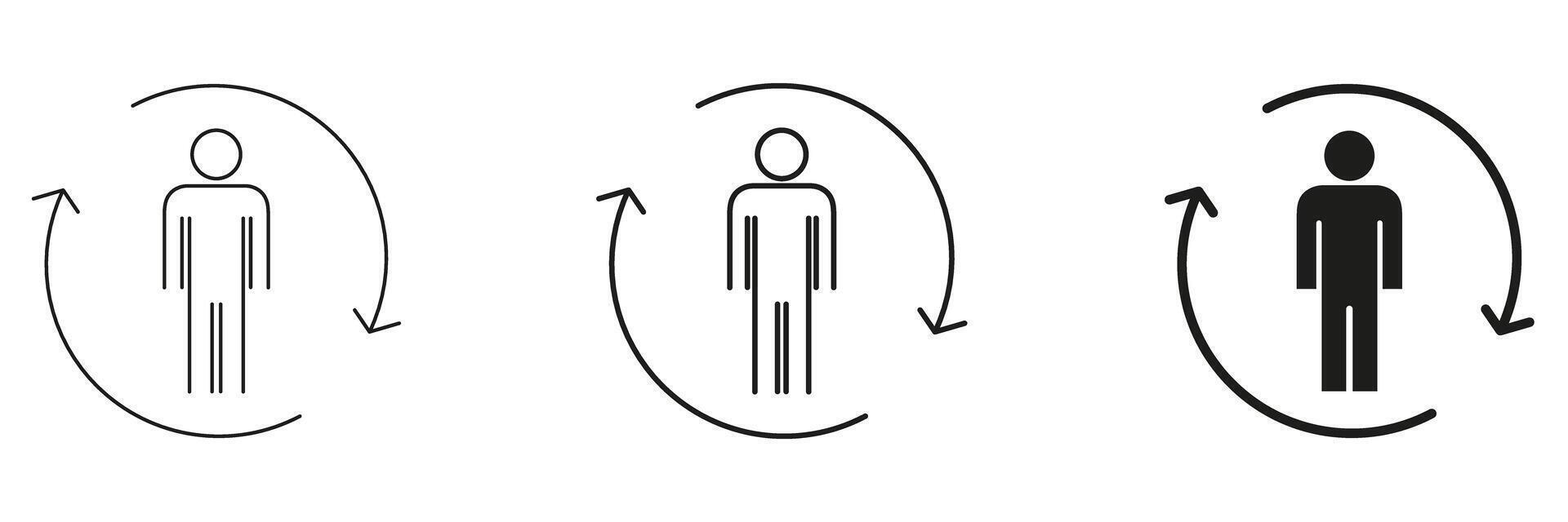 Human Lifecycle And Transformation Icon Set. Personal Growth, Development, And Change Outline And Silhouette Symbol Collection. Evolution And Progress. Isolated Illustration vector