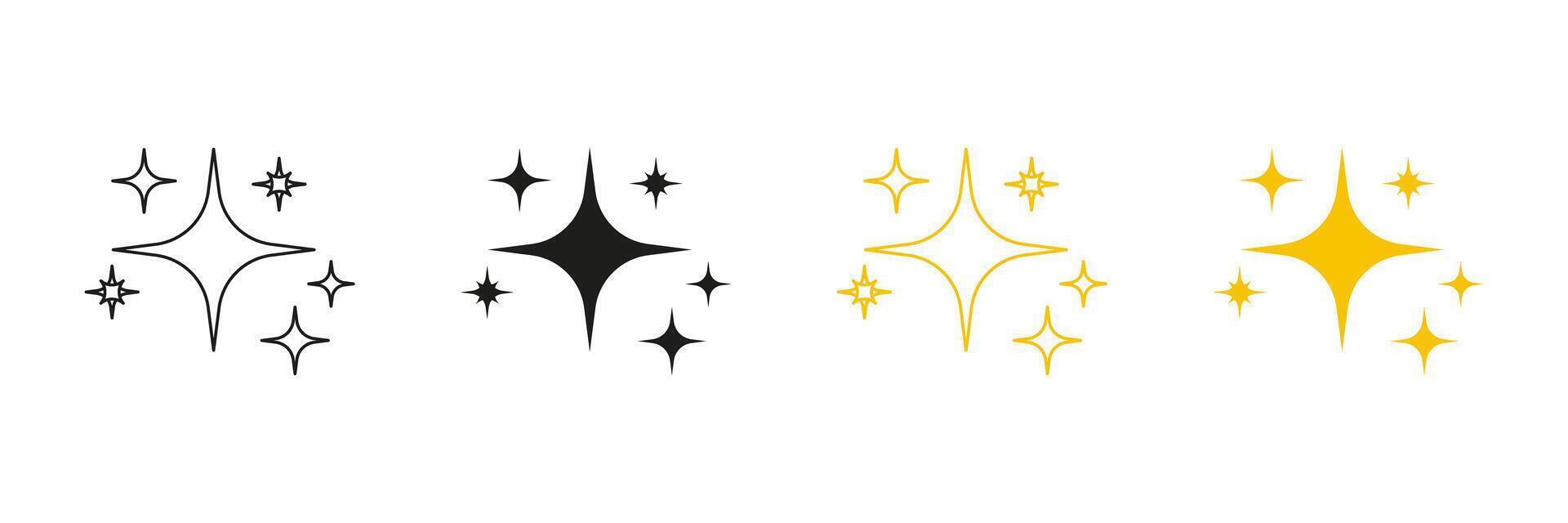 Sparkle And Shine Line And Solid Icon Set. Star Burst And Glitter Symbol Collection. Isolated Illustration vector
