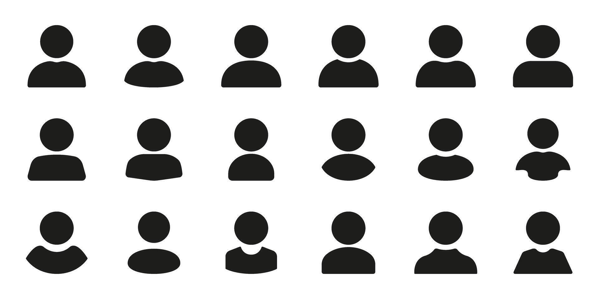 User Profile Avatar Solid Icon Set. Diverse User Silhouette Symbol Collection. Represents Online Identity, Social Media, And Digital Presence. Isolated Illustration vector