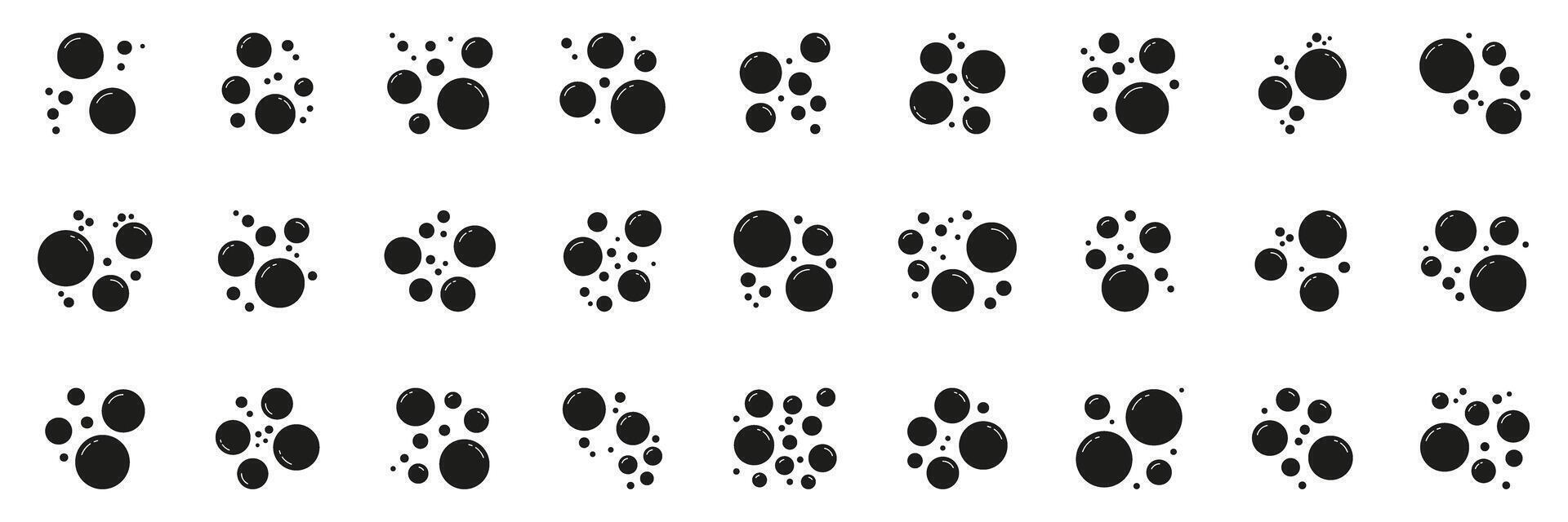 Soap Bubbles Solid Icon. Collection Of Floating Air Bubbles With Round Reflective Surface Silhouette Symbol. Isolated Illustration vector