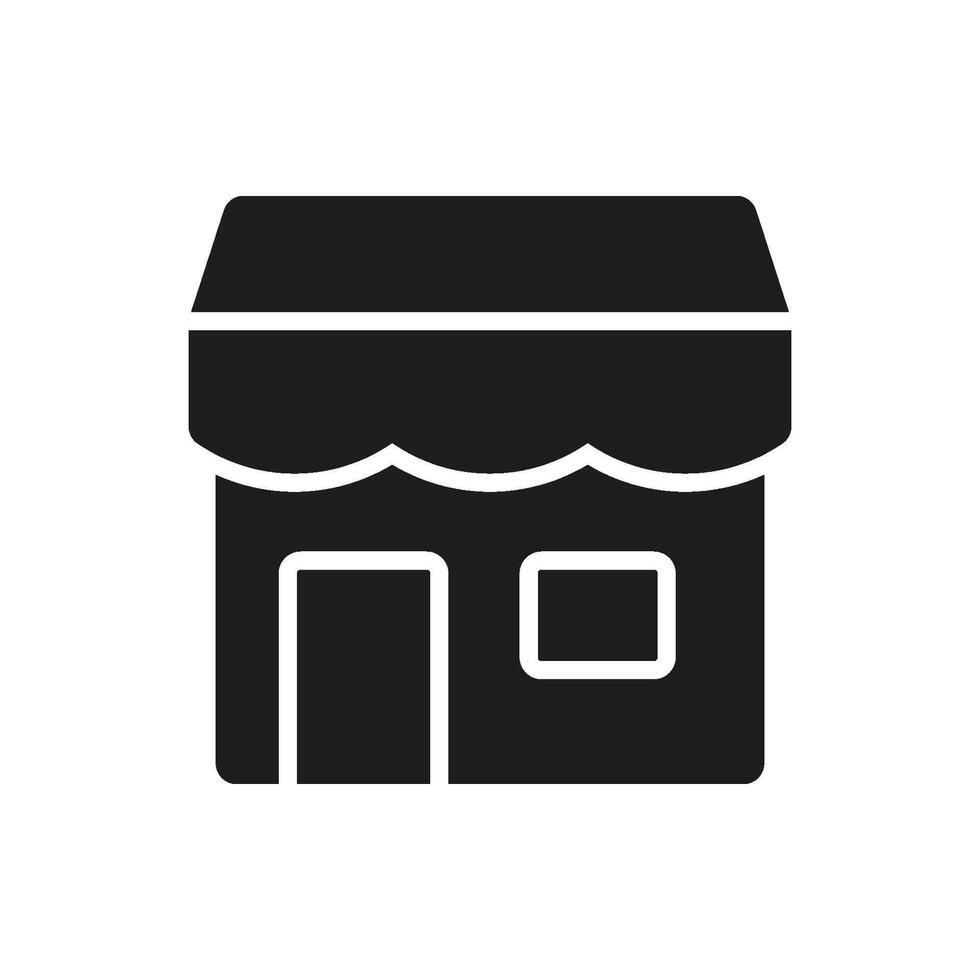 Small Business Store Solid Icon. Retail Shopfront, Local Commerce, And Small Business Representation Silhouette Symbol. Storefront And Marketplace Illustration. Isolated Illustration vector