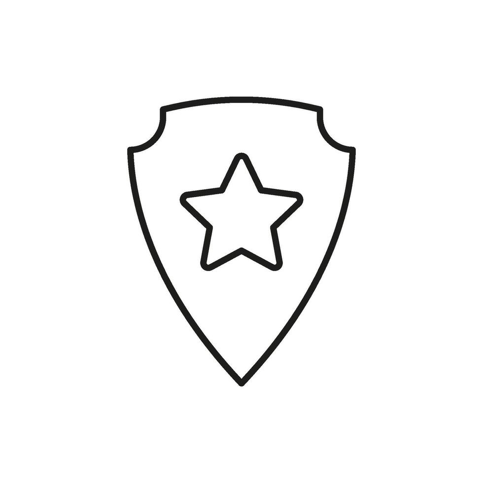 Shield With Star Line Icon. Security, Protection, And Safety Symbol. Defense And Guarding Concept. Editable Stroke. Isolated Illustration vector