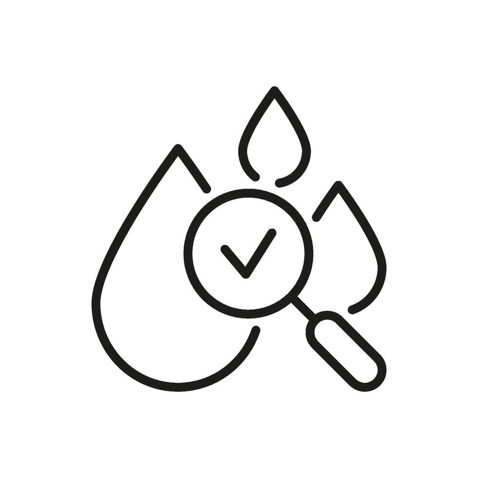 Water Quality Check Line Icon. Water Purity Testing And Safety Assurance Outline Symbol. Environmental Monitoring And Health Protection. Editable Stroke. Isolated Illustration vector