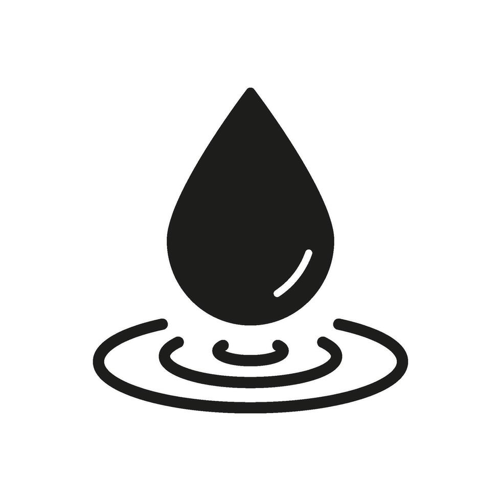 Water Drop With Ripple Solid Icon. Fluid Dynamics, Hydration, And Environmental Awareness Silhouette Symbol. Conservation And Sustainability Concept. Isolated Illustration vector