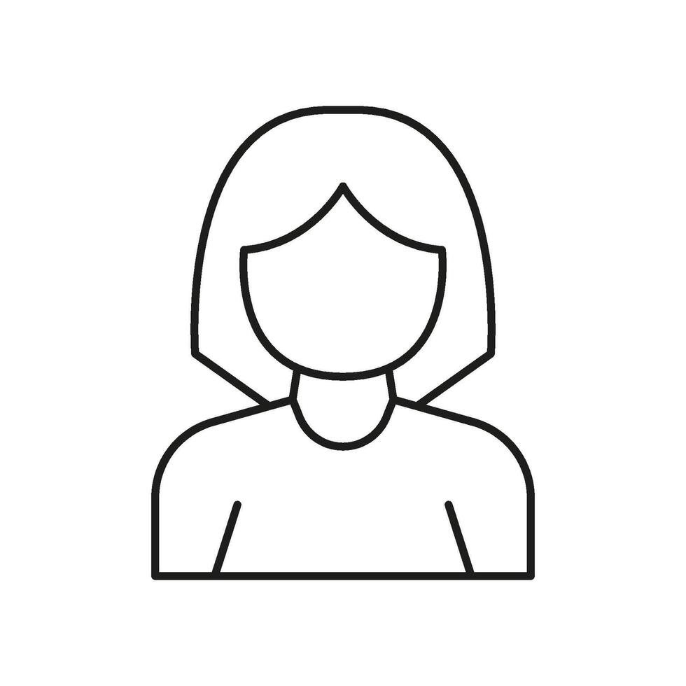 Female User Profile Line Icon. User Avatar, Account Representation, And Online Identity Outline Symbol. Social Media, Networking, And Communication. Editable Stroke. Isolated Illustration vector