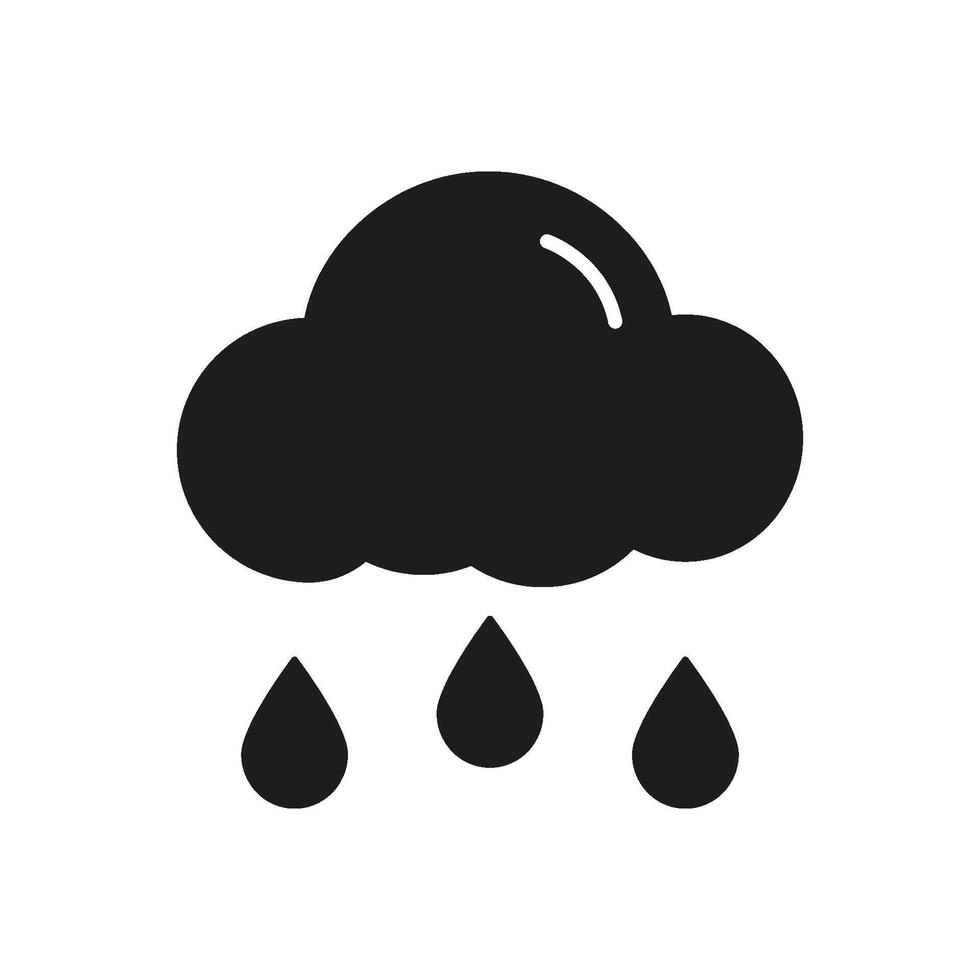 Rain Cloud With Raindrops Solid Icon. Weather Forecast, Rainy Season, And Precipitation Silhouette Symbol. Meteorology Concept. Isolated Illustration vector